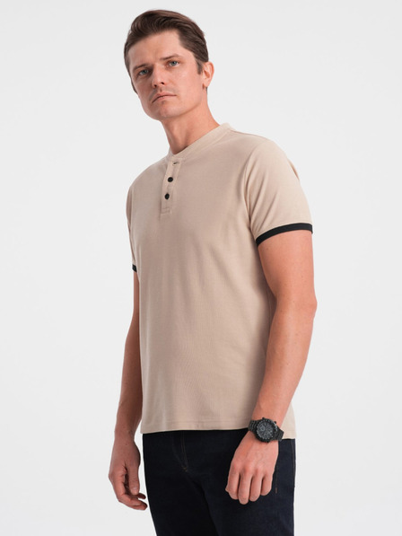 Ombre Clothing Béžové pánské polo tričko Ombre Clothing