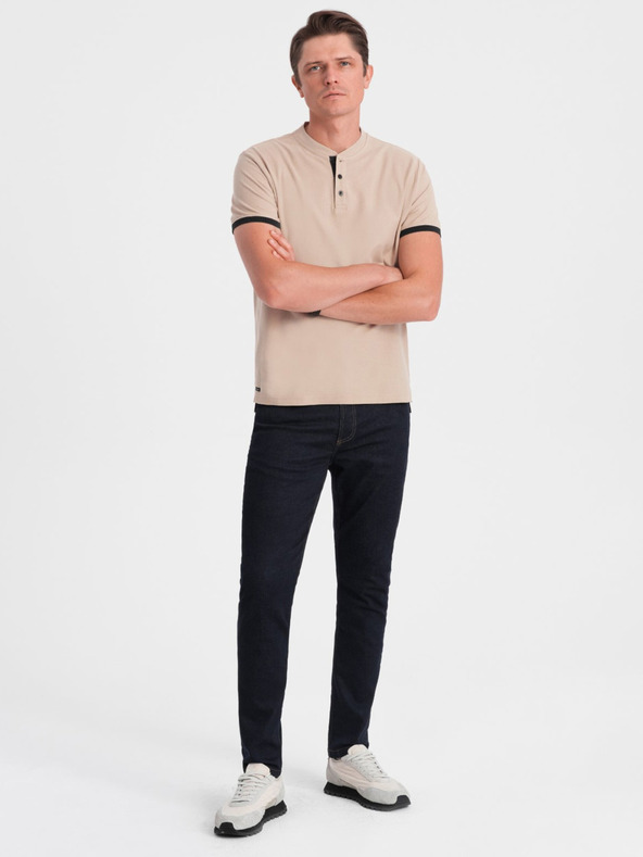 Ombre Clothing Béžové pánské polo tričko Ombre Clothing