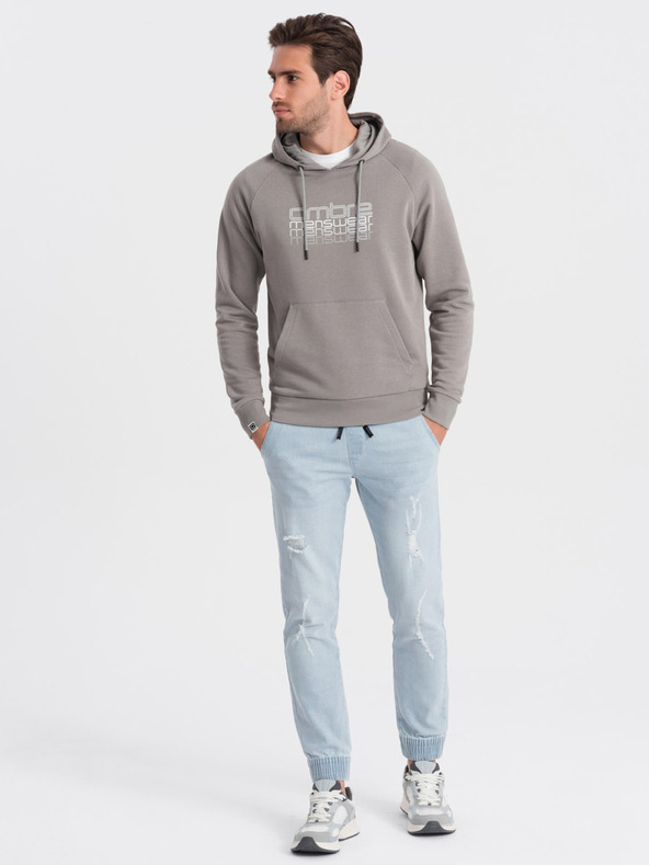 Ombre Clothing Světle modré pánské džíny s potrhaným efektem Ombre Clothing