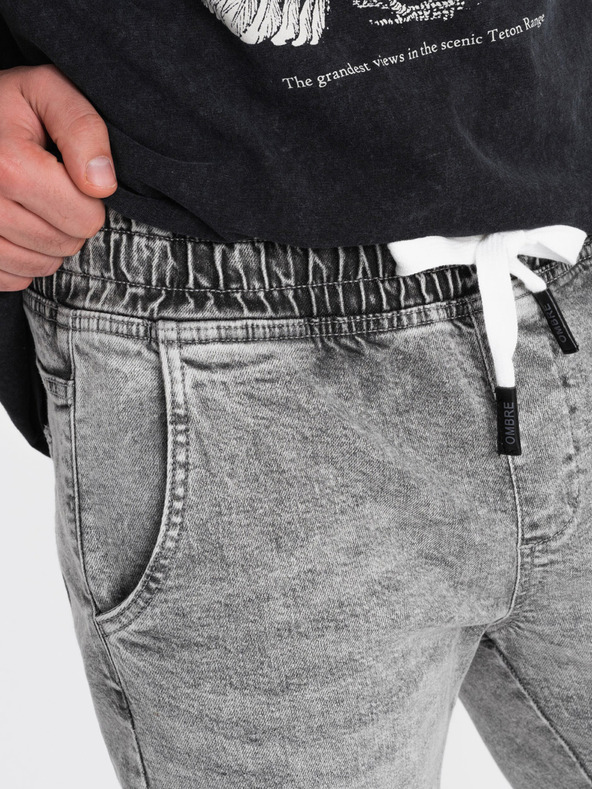 Ombre Clothing Světle šedé pánské džíny s potrhaným efektem Ombre Clothing