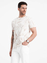 Ombre Clothing Béžovo-krémové pánské vzorované tričko Ombre Clothing