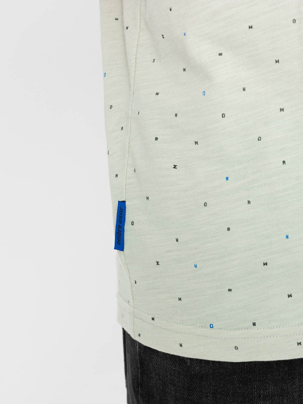 Ombre Clothing Světle zelené pánské vzorované tričko Ombre Clothing