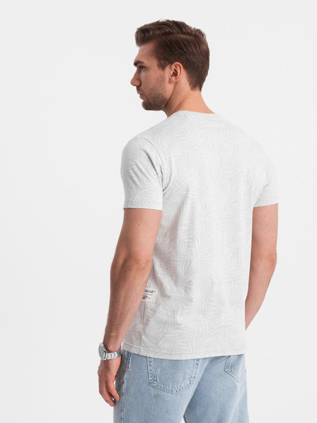 Ombre Clothing Světle šedé pánské vzorované tričko Ombre Clothing