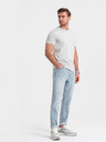 Ombre Clothing Světle šedé pánské vzorované tričko Ombre Clothing