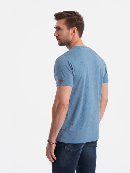 Ombre Clothing Světle modré pánské vzorované tričko Ombre Clothing