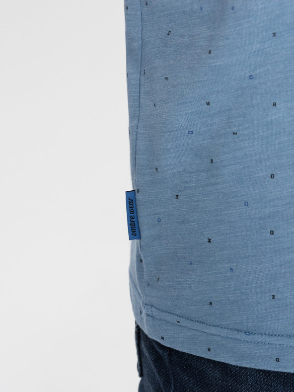 Ombre Clothing Světle modré pánské vzorované tričko Ombre Clothing