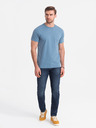 Ombre Clothing Světle modré pánské vzorované tričko Ombre Clothing
