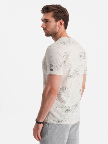 Ombre Clothing Krémové pánské vzorované tričko Ombre Clothing