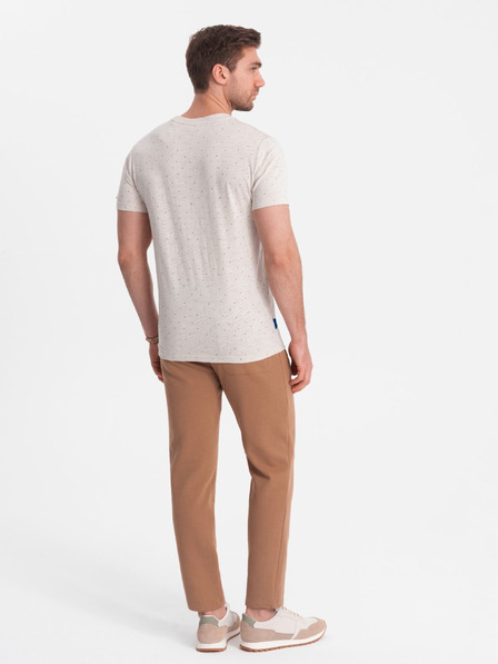 Ombre Clothing Béžové pánské vzorované tričko Ombre Clothing