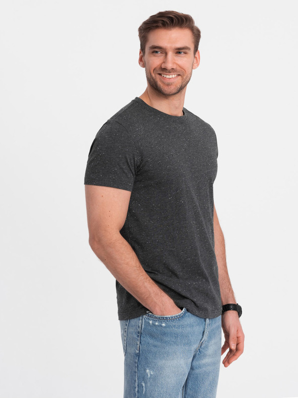 Ombre Clothing Tmavě šedé pánské žíhané tričko Ombre Clothing