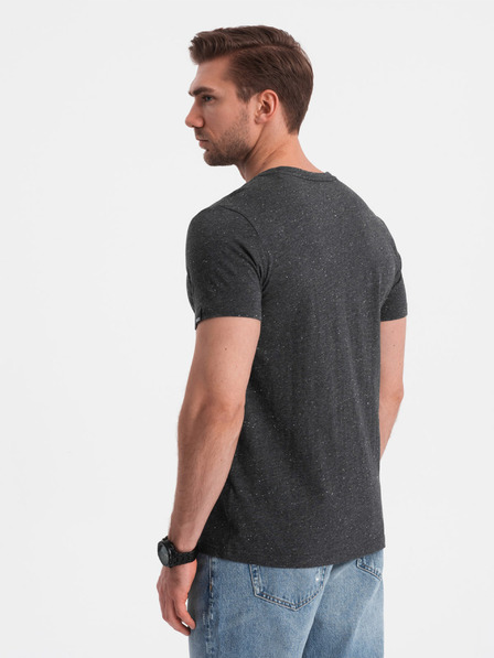 Ombre Clothing Tmavě šedé pánské žíhané tričko Ombre Clothing