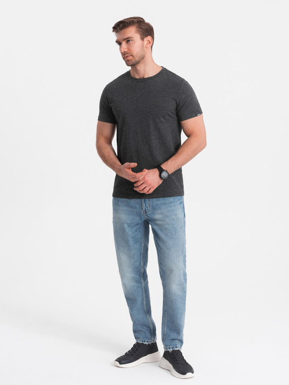 Ombre Clothing Tmavě šedé pánské žíhané tričko Ombre Clothing