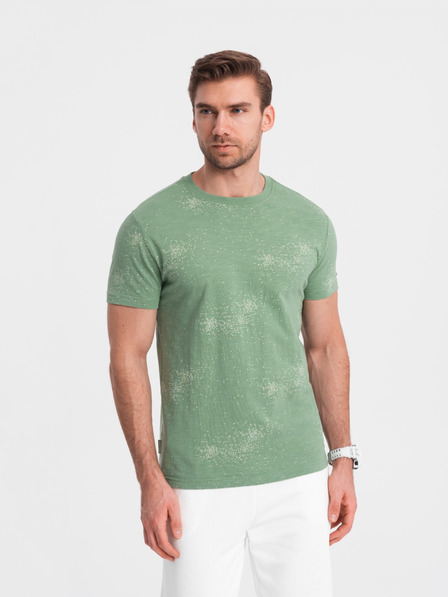 Ombre Clothing Světle zelené pánské vzorované tričko Ombre Clothing