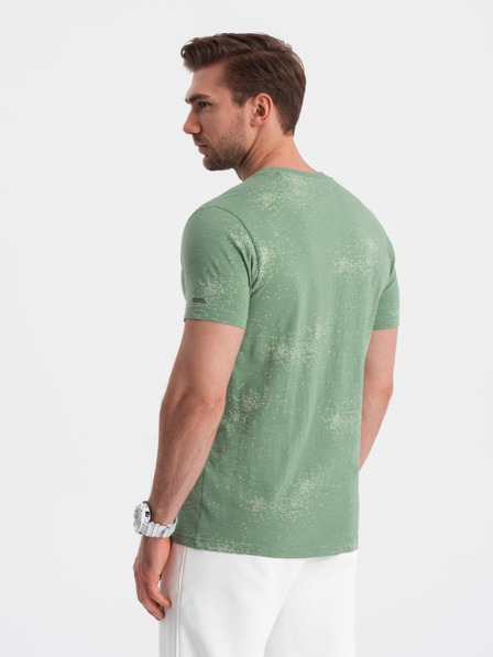 Ombre Clothing Světle zelené pánské vzorované tričko Ombre Clothing