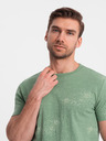 Ombre Clothing Světle zelené pánské vzorované tričko Ombre Clothing