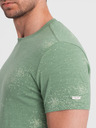 Ombre Clothing Světle zelené pánské vzorované tričko Ombre Clothing