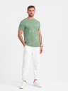 Ombre Clothing Světle zelené pánské vzorované tričko Ombre Clothing