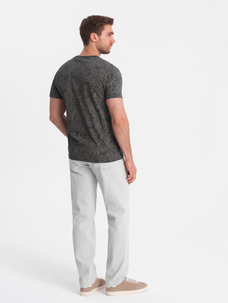 Ombre Clothing Tmavě šedé pánské vzorované tričko Ombre Clothing