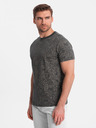 Ombre Clothing Tmavě šedé pánské vzorované tričko Ombre Clothing
