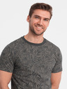 Ombre Clothing Tmavě šedé pánské vzorované tričko Ombre Clothing