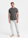 Ombre Clothing Tmavě šedé pánské vzorované tričko Ombre Clothing