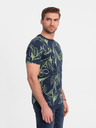 Ombre Clothing Zeleno-modré pánské vzorované tričko Ombre Clothing