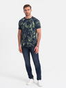 Ombre Clothing Zeleno-modré pánské vzorované tričko Ombre Clothing