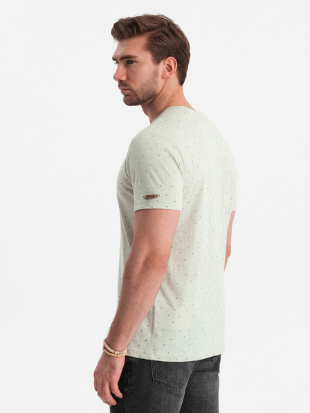 Ombre Clothing Světle zelené pánské puntíkované tričko Ombre Clothing