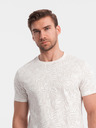 Ombre Clothing Krémové pánské vzorované tričko Ombre Clothing