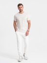 Ombre Clothing Krémové pánské vzorované tričko Ombre Clothing