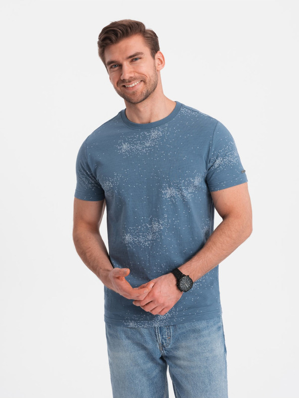 Ombre Clothing Modré pánské vzorované tričko Ombre Clothing