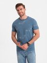 Ombre Clothing Modré pánské vzorované tričko Ombre Clothing