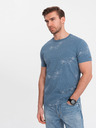 Ombre Clothing Modré pánské vzorované tričko Ombre Clothing
