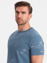 Ombre Clothing Modré pánské vzorované tričko Ombre Clothing