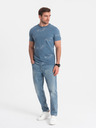 Ombre Clothing Modré pánské vzorované tričko Ombre Clothing