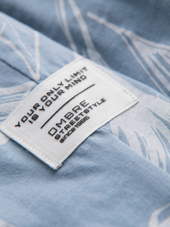 Ombre Clothing Světle modré pánské vzorované tričko Ombre Clothing