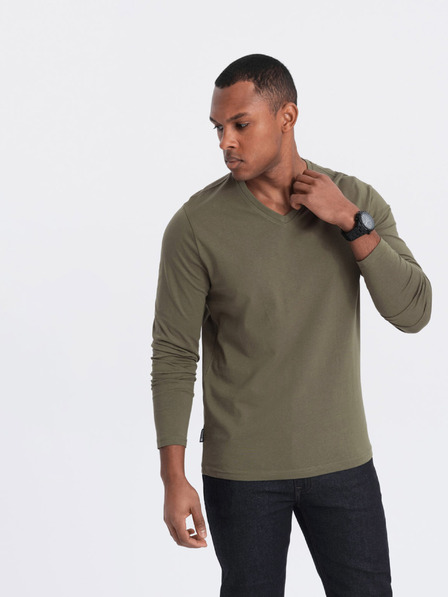 Ombre Clothing Khaki pánské basic tričko Ombre Clothing