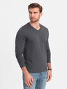 Ombre Clothing Tmavě šedé pánské basic tričko Ombre Clothing