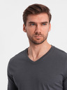 Ombre Clothing Tmavě šedé pánské basic tričko Ombre Clothing