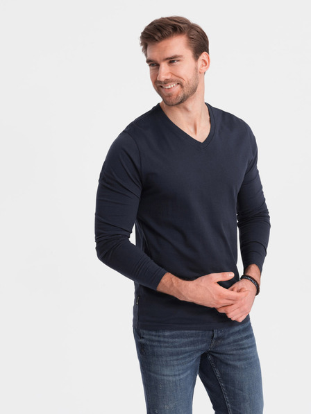 Ombre Clothing Tmavě modré pánské basic tričko Ombre Clothing