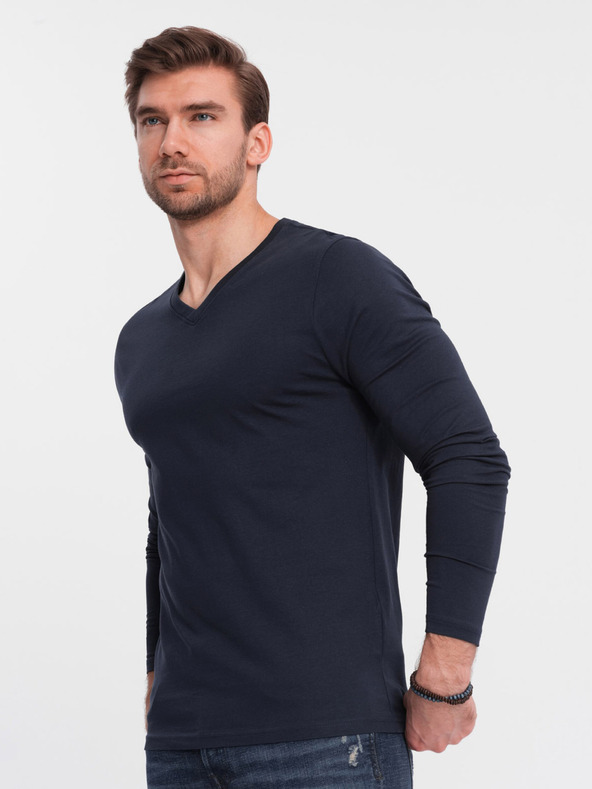 Ombre Clothing Tmavě modré pánské basic tričko Ombre Clothing