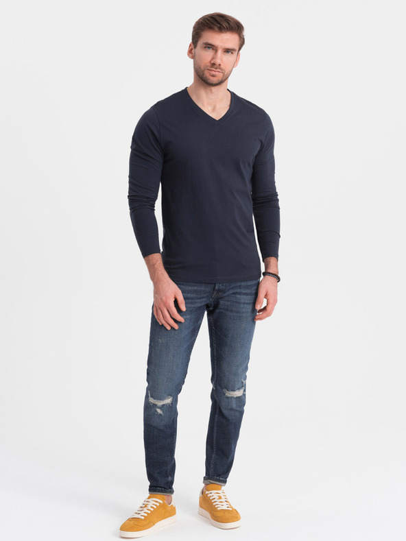 Ombre Clothing Tmavě modré pánské basic tričko Ombre Clothing