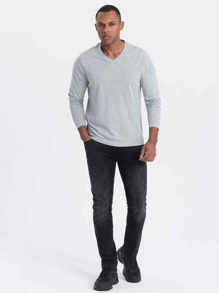 Ombre Clothing Světle šedé pánské basic tričko Ombre Clothing