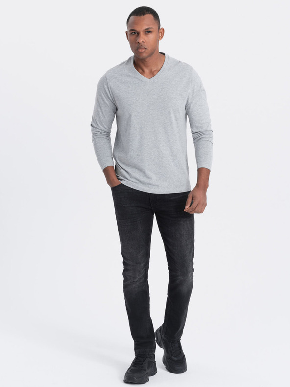 Ombre Clothing Světle šedé pánské basic tričko Ombre Clothing
