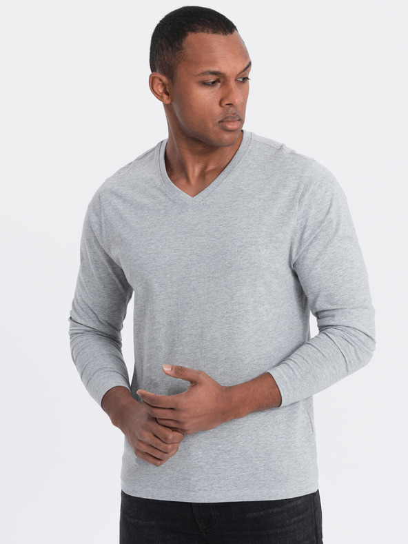 Ombre Clothing Světle šedé pánské basic tričko Ombre Clothing