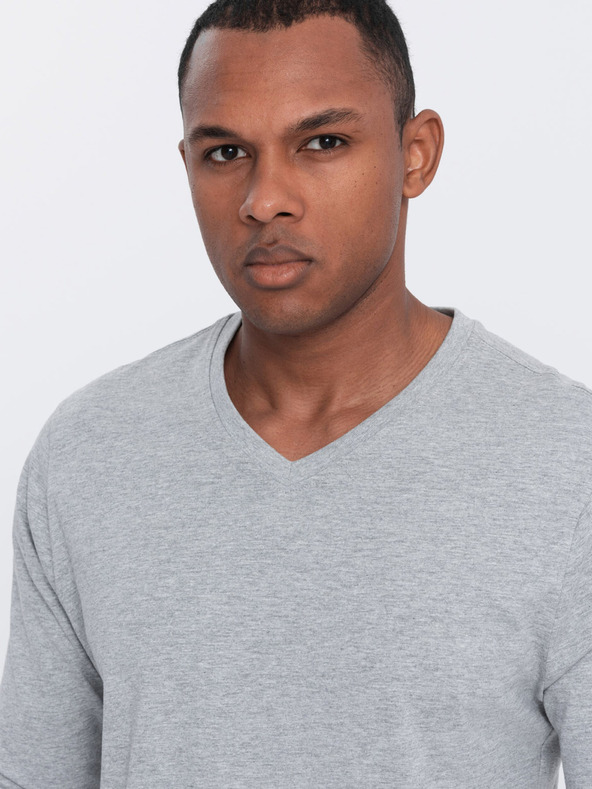 Ombre Clothing Světle šedé pánské basic tričko Ombre Clothing