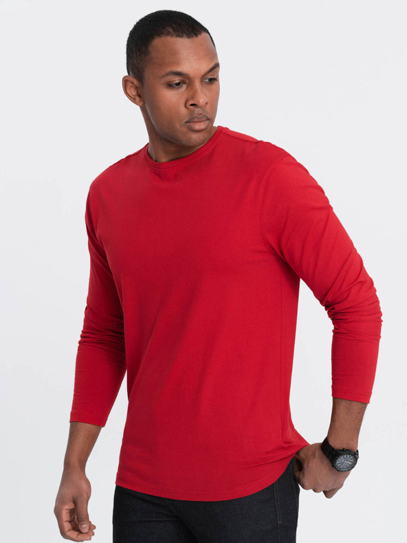 Ombre Clothing Červené pánské basic tričko Ombre Clothing