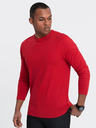 Ombre Clothing Červené pánské basic tričko Ombre Clothing