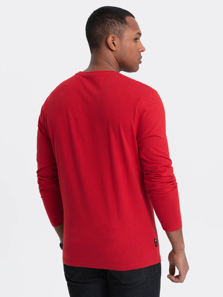 Ombre Clothing Červené pánské basic tričko Ombre Clothing