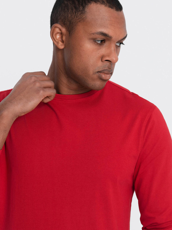 Ombre Clothing Červené pánské basic tričko Ombre Clothing